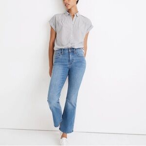 Madewell | Cali Demi Boot Jeans Raw Hem Zip Closure Medium Blue Wash Size 31
